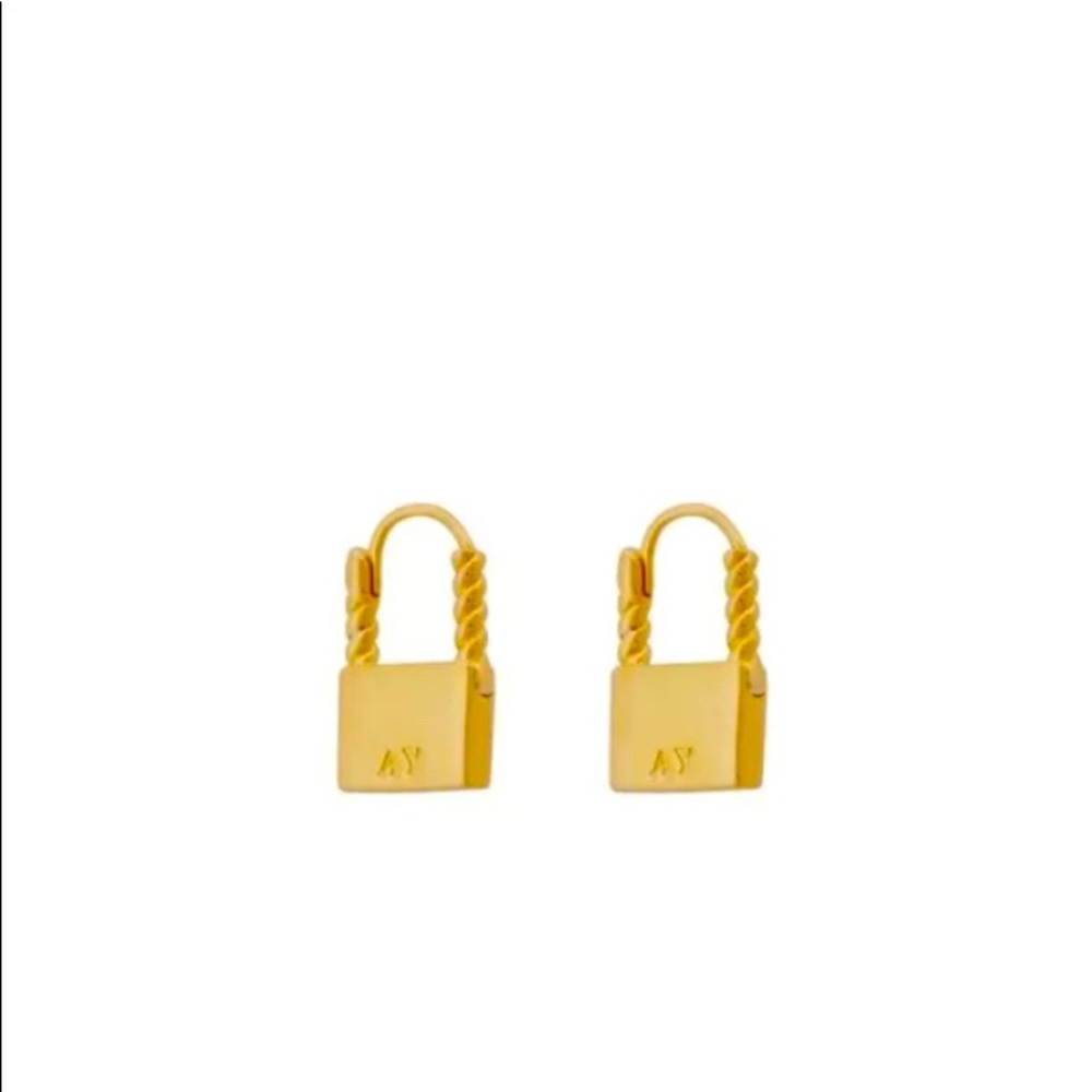 Alix Yang Gold Lock Earrings 18K Gold Plated